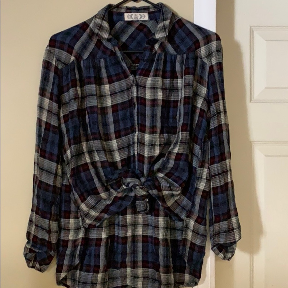 Pink rose Plaid flannel shirt